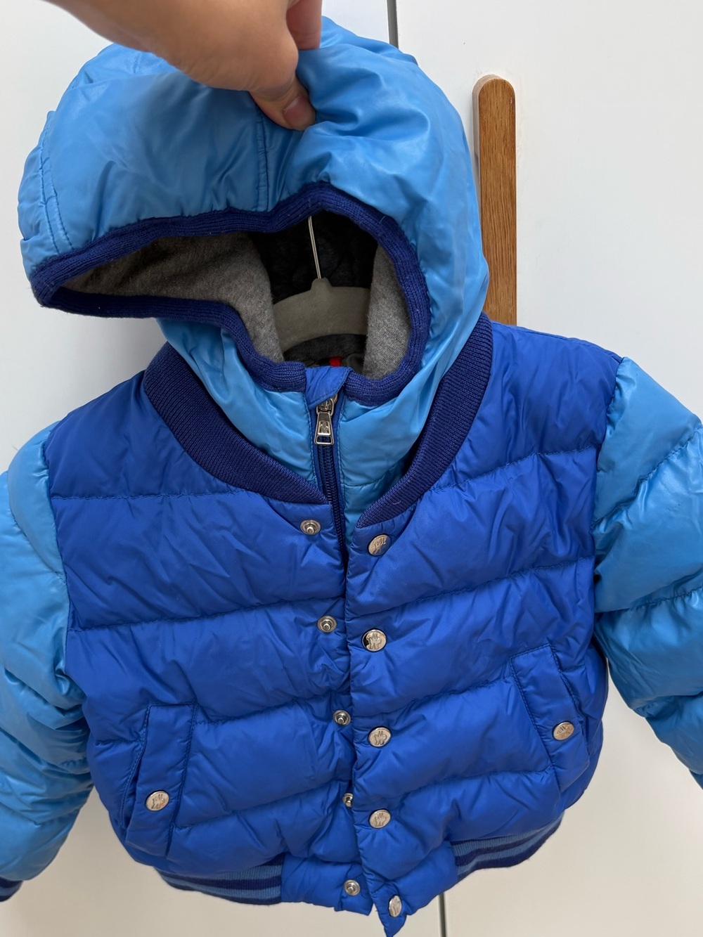 Moncler Kids Toddler Boys Puffer Down Blue Two-Tone Puffer Jacket 3T